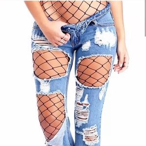Large Fishnet Tights Large Holes Great Under Ripped Jeans, Skirts NEW